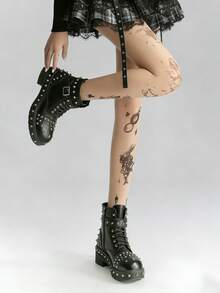 1 đôi quần tất nữ in hình xăm Alice ở xứ sở thần tiên, kiểu Gothic Lolita, phù hợp cho trang phục thường ngày và phong cách Punk. - Nhiều màu - Xem 11