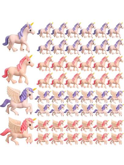 4pcs Unicorn Cake Decorations, Mini Plastic Unicorn & Figurines, Suitable For DIY Cupcake Toppers, Baby Shower, Birthday Party Decor, Mini Fairy Garden, Glass Terrarium, Potted Plant Decor, Perfect Birthday Gift
