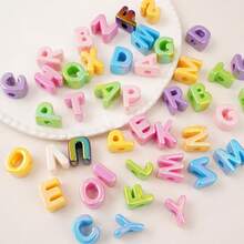 6/12pcs Acrylic Colorful Shell Large Hole Letter Beads, Suitable For DIY Jewelry Making, Necklace, Bracelet, Earrings, Bag Chain, Keychain - Multicolor - View 6