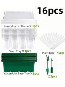 16pcs Seedling Propagation Kit - Includes Seedling Tray With Adjustable Humidity Dome, Suitable For Seed Germination And Seedling Cultivation (12 Cells Per Tray) - A - View 14