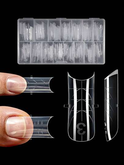 150pcs Clear Dual Nail Forms Suitable For Hands Feet Half Cover Nail Molds With Square Tip Acrylic Nail Extensions For DIY Manicure Pedicure Nail For Salon Use