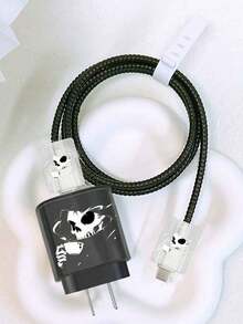 5个蝴蝶、棕榈树、黑蜘蛛、南瓜、幽灵图案充电器保护套，兼容三星25W充电器，防弯折保护 - 彩色 - 查看 2