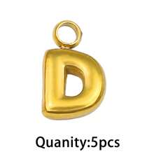 5 mặt dây chuyền chữ cái tiếng Anh bằng thép không gỉ mạ vàng, nguyên liệu tự làm trang sức cho vòng cổ, vòng tay, xâu hạt. - tự làm lấy - Xem 19