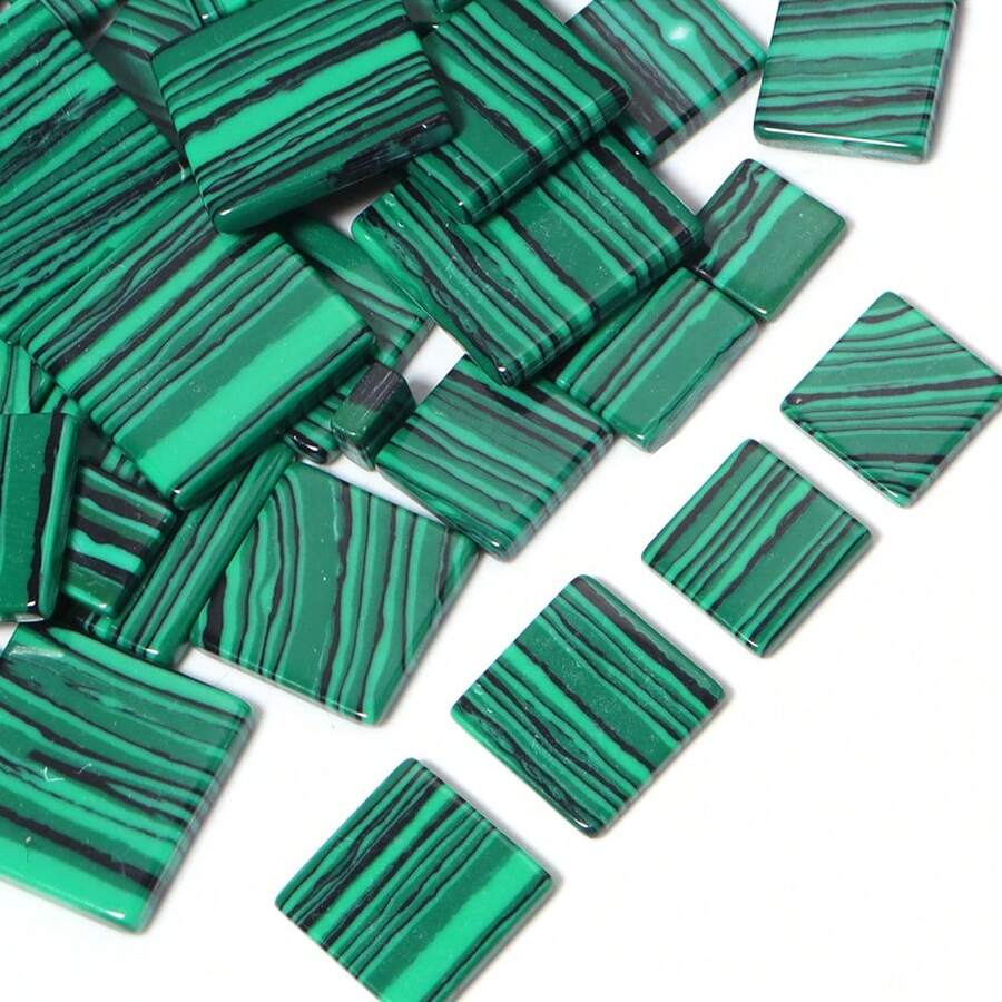 10颗/包 方形绿松石凸面宝石 4-12毫米，手工DIY戒指吊坠饰品配件，天然宝石扁平凸面半成品材料