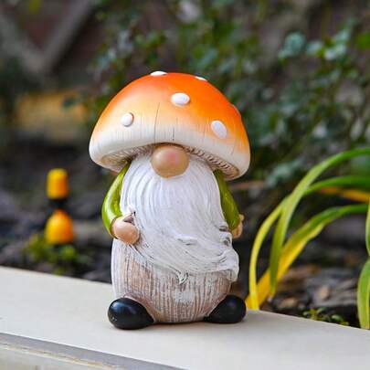 Tượng yêu tinh hình nấm bằng nhựa, cao 6,5 inch, dùng trang trí sân vườn, vật trang trí chậu cây ngoài trời.