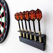 1个壁挂式飞镖展示架，可容纳6支飞镖，适用于客厅、卧室、书房、酒吧等场所，节省空间设计，壁挂式飞镖架，不含螺丝。 - 黑色 - 查看 5