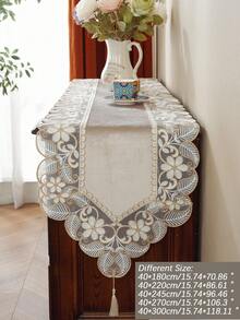 ABEST6522 Home&Living store 1 件 100% 涤纶面料精致 3D 刺绣蕾丝花边家居装饰、橱柜围巾、厨房餐桌旗、餐垫、室内外节日装饰、野餐、派对、婚礼系列桌旗 - 駝色 - 查看 13