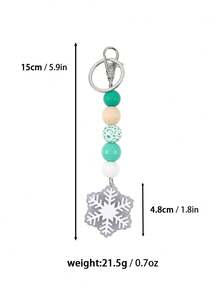 1pc Unique Snowflake Beaded Keychain, Adorable Snowflake Decor With Soft Wooden Beads Design, Perfect Christmas Stocking Stuffer Gift, Gift For Friends, Christmas Gift - Multicolor - View 11
