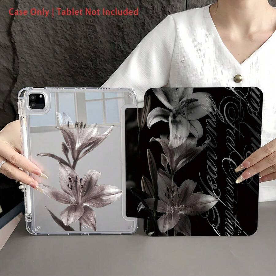 Flower 1pc Protective Folio Tablet Case With Pen Holder, Multi-Angle Stand, Compatible With IPad 10.9/10.2/ Air 5th Gen/Pro 11/10th/9.7/Air 2/7th/8th Gen/Air 4/5/ Air 13/11(M3 2025)/ 11(A16 2025) - Multicolor - View 1