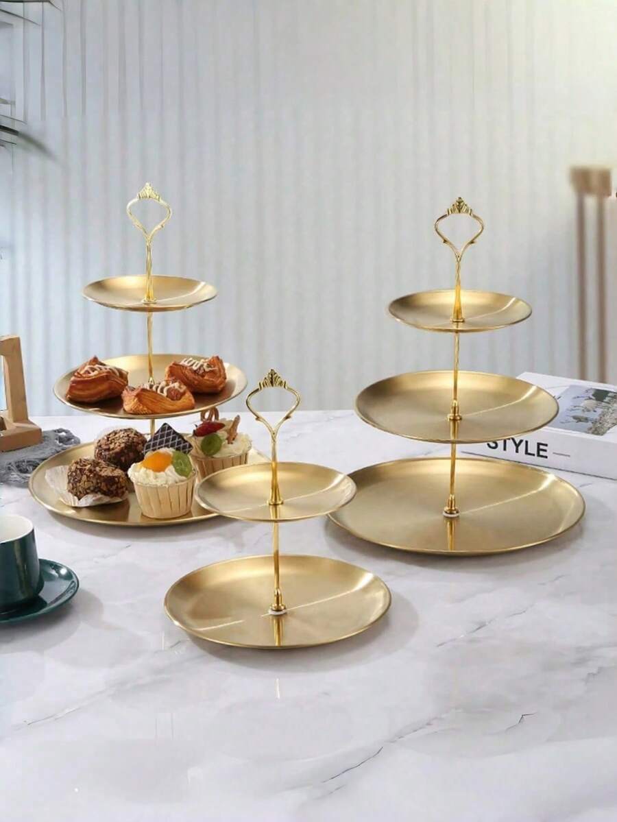 Set de 2 piezas/3 piezas Soporte de pastel de estilo europeo de varios niveles (incluye 1 accesorio), adecuado para uso diario, puede sostener aperitivos, frutas, ampliamente utilizado para fiestas de té, reuniones, decoración, apto para cupcakes, donas, frutas, cocina, regalo de Navidad