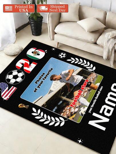 Customization The World Cup Personalized  Pictures Of Favorite Athletes, Team Photos, National Flags Flannel Material Area Rugs, Outdoor Carpet, Using 2D Digital Printing Technology, Featuring Water Absorption And Anti-Slip Properties, Available In Various Sizes. Suitable For All Seasons, Washable, Machine Washable, Comfortable, Unique.Suitable For Shopping Centers, Restaurants, Kitchens, Bathrooms, Living Rooms, Laundry Room, Laundry Room, Bedrooms, Corridors, Balconies, Outdoor Doors, Door Mats, Entrance Mats, Anti-Slip Mats, Offices, Cafes, Piano Rooms For Floor Decoration Rug.Suitable For Him/Her, Family Members, Boyfriend/Girlfriend, Father/Mother, Lover, Daughter/Son, Grandfather/Grandmother, Teacher, Doctor, Nurse, Friend, Classmate, Pet. Can Be Used As Birthday Gifts, Household , Wedding , Souvenirs, Daily , Office Decorations, Anniversary, Valentine's Day, Thanksgiving, Graduation Season, Christmas, Halloween, Mother's Day, Father's Day, Wedding, New Year Gift Decorations
