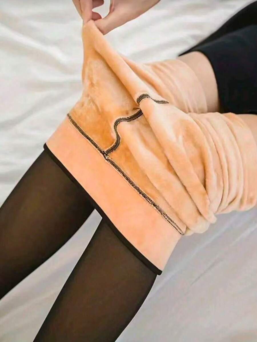 Plus Size Women's Thermal Tights, Suitable For European And American Body Types, Applicable For 0-15°C Temperature, Elastic And Comfortable - Black - View 1