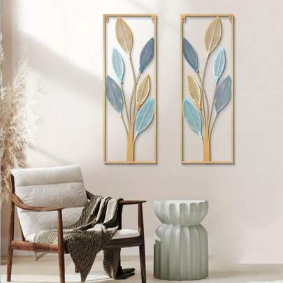3pcs Acrylic Leaf Wall Decor Set, 2D Printed, Suitable For Living Room, Sofa, TV Wall, Entryway And Bedroom Hanging, No Electricity Required
