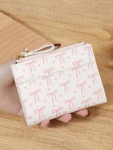 SOUTHLAND&KANGAROO Burgundy Bag Charry Red Bag Wine Red Bag,Letter Detail Fold Over Small Wallet Pocket Wallet Small Purse Bifold Slim Women Wallet Lightweight Portable Credit Card Key Case Short Wallet Cute Modern Fashion - 白色 - 查看 2