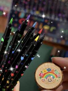 96 Colors Double-Ended Glitter Markers, Soft Tip Acrylic Paint Pens, Dual Color Glitter Watercolor Pens, Fluorescent Pens, Drawing & Writing Tools - Multicolor - View 4