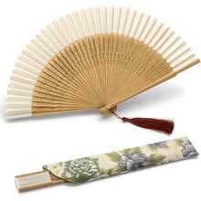 1 Pc  Hand Fan For Women Foldable - Portable Folding Japanese Chinese Fan - For Hot Flashes, Summer Cooling, Festivals, Church, Dancing (Bamboo White) - Bamboo White - 查看 1