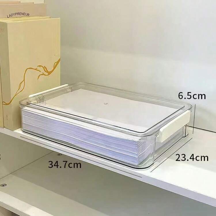 1个多功能收纳盒，透明PET文件收纳盒，适用于家庭/办公室，适合存放结婚证、房产文件、试卷等。 - 透明 - 查看 9