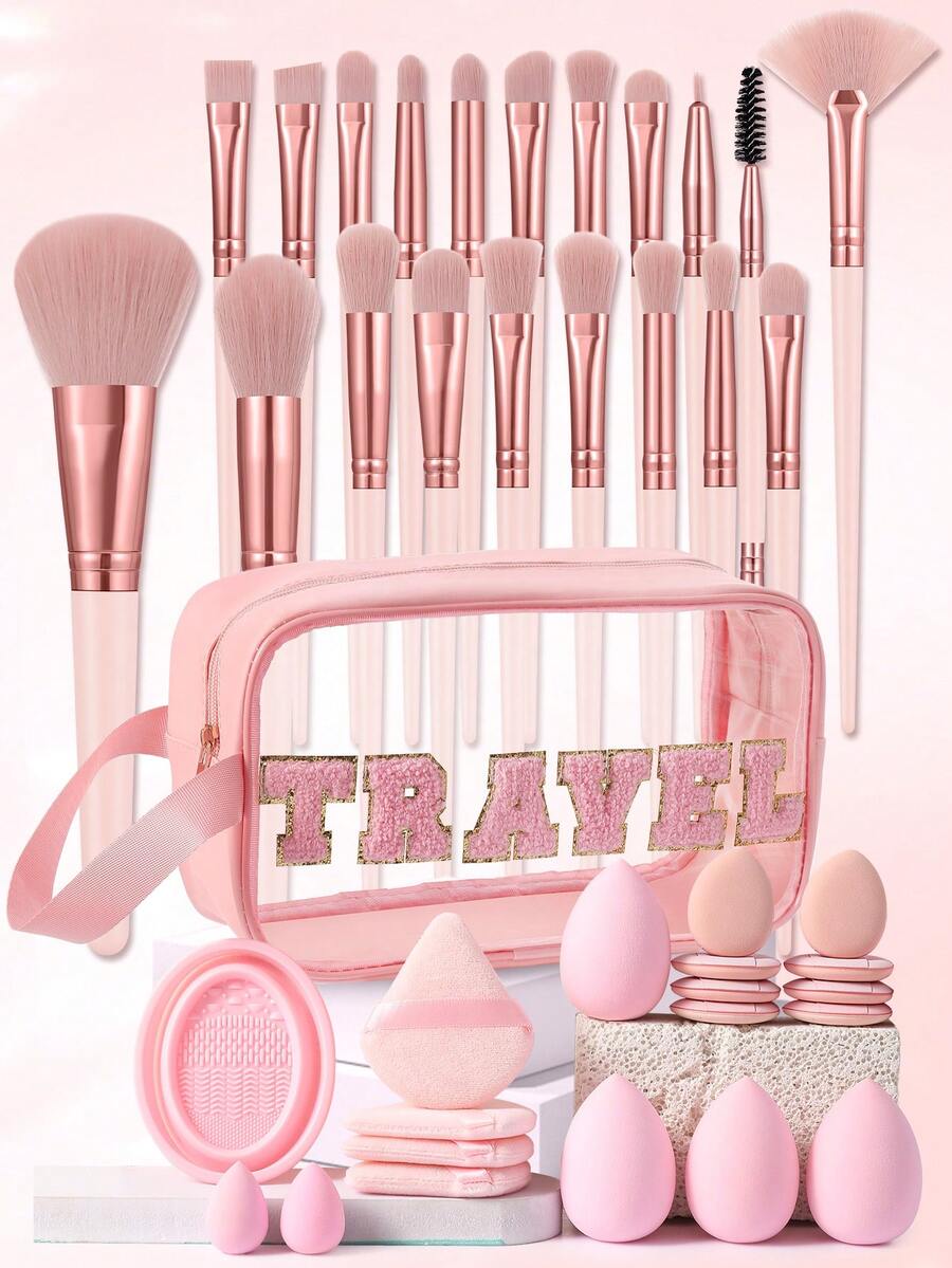 Bộ dụng cụ trang điểm 40 món bao gồm: Bộ 20 cọ trang điểm + 1 túi đựng mỹ phẩm và đồ dùng cá nhân đa năng có khóa kéo chống thấm nước + 8 bông phấn phủ mini + 4 mút trang điểm + 4 bông phấn phủ tam giác + 2 mút trang điểm mini + 1 dụng cụ vệ sinh cọ trang điểm, tất cả trong một & thân thiện với người mới bắt đầu | Sẵn sàng mang theo du lịch & thích hợp làm quà tặng | Hoàn hảo cho người mới bắt đầu/phụ nữ - Nhiều màu - Xem 1