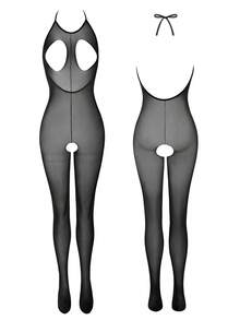 Bộ jumpsuit gợi cảm, khoe vòng một và vùng kín. - màu đen - Xem 7