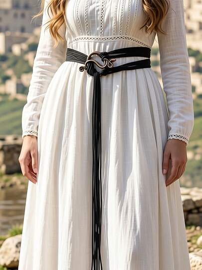 Women's Nordic Witch Belt - Vintage Viking Knot Waist Belt With Woven Tassel Details, Perfect For Carnival, St. Patrick's Day And Halloween Costumes