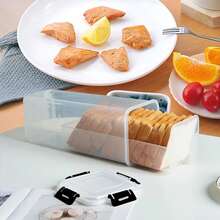 Contenedor de pan, caja de panética transparente con tapa, soporte para pan sándwich para pan casero, protector de pan alto para Cocina DPYI - Negro sin dibujo - Ver 6