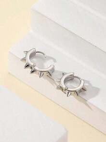 1pair Cool & Punk Style Spike Shaped Zinc Alloy Stud Earrings - A - 查看 3