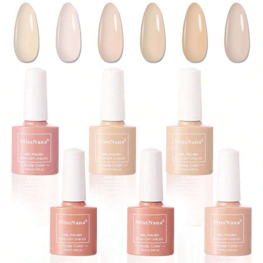 Colección de Esmalte de Uñas en Tono Nude,6 Colores - Albaricoque - Ver 1