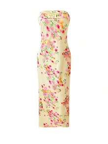 Women's Floral Digital Print Backless Bodycon Dress, Elegant Sexy Strapless Y2K Party Cocktail Beach Boho Dress, Spring/Summer/Autumn Vacation - 彩色 - 查看 5