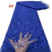 Vải ren organza cao cấp kiểu Châu Phi, ren thêu ngọc trai sang trọng kiểu Pháp năm 2026, vải ren lưới đính sequin Nigeria, thích hợp cho đám cưới. - C - Xem 6