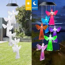Solar Wind Chime Lamp  Angel Changing Garden Lawn Hanging Light Decoration - mặc định - Xem 2