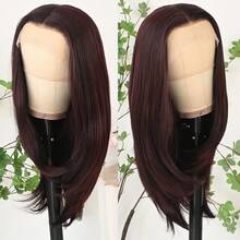 13x4 Layered Brown Wigs Light Brown Lace Front Wigs HD Lace Frontal Wigs Short Curly Lace Front Wig Pre Plucked Glueless Layered Wig Breathable Cap Easy Install Wig Free Part Heat Resistant Fiber Wig For Women Girls Halloween Christmas Party Vacation Daily Used 22 Inch - 酒紅色 - 查看 2