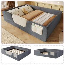 Sofa Bed, 140 X 190 Cm, Without Mattress, Removable Mesh, Built-In Storage Bag, Unique Velvet, Grey - Grey - View 5