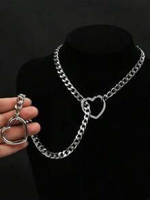 1pc Sexy Heart-Shaped Chain Choker, Sexy Lingerie Accessory, Women's Heart-Shaped Leash Necklace, Multi-Layer Tassel Necklace, Punk Metal Chain Body Jewelry Chain, Sexy Accessory For Couples, Dates, Parties And Performances - Nhiều màu - Xem 9