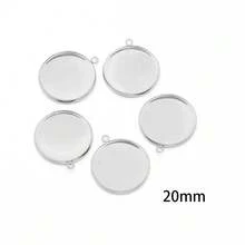 5个/包不锈钢托盘焊接吊环，6-30毫米圆形底座托盘吊坠坯料，用于DIY珠宝制作 - 鋼色 - 查看 8