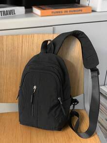 peach tree 1个男女通用尼龙休闲单肩包，轻便斜挎包，多功能日常旅行信使包，桃树图案 - 彩色 - 查看 13