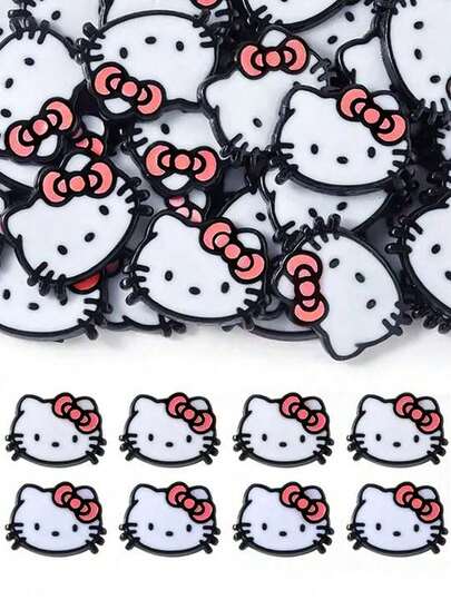 SANRIO 6 chiếc mặt dây chuyền Hello Kitty bằng nhựa để tự làm trang sức: bông tai, mặt dây chuyền, phụ kiện tóc, mặt dây chuyền hoạt hình bằng nhựa để tự làm ốp điện thoại.