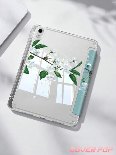 Cherry Blossoms Pattern Tablet Case Compatible With IPad Air 11-Inch M3 2025 / M2 2024, Air 5th Generation 2022 , (A16) 11 Inch 11th Generation 2025,Compatible With Samsung Galaxy Tab,Kindle Paperwhite 12th Gen 2024, Clear Back ,Fashion Pattern Protective Case,Autlueomatic Sleep And Wake-Up Function, Airbag Protection, Suitable For Gifts And Office Use