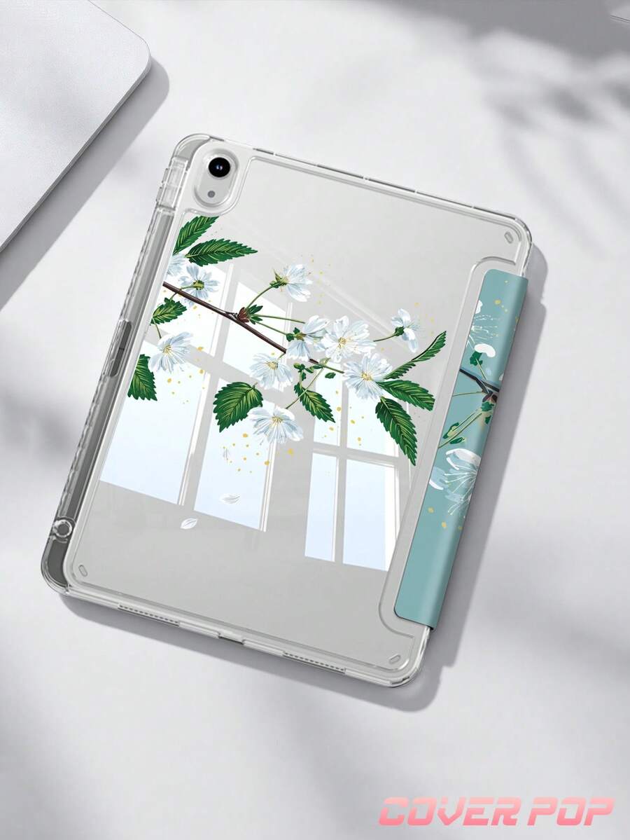 Cherry Blossoms Pattern Tablet Case Compatible With IPad Air 11-Inch M3 2025 / M2 2024, Air 5th Generation 2022 , (A16) 11 Inch 11th Generation 2025,Compatible With Samsung Galaxy Tab,Kindle Paperwhite 12th Gen 2024, Clear Back ,Fashion Pattern Protective Case,Autlueomatic Sleep And Wake-Up Function, Airbag Protection, Suitable For Gifts And Office Use