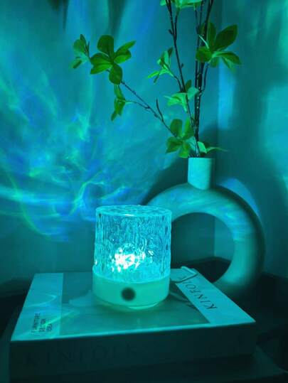 1个水波纹效果氛围投影灯，16色LED灯，星空氛围灯，小型书本灯星空投影灯，KTV舞台氛围灯，家居装饰氛围灯，适用于卧室、天花板、派对装饰，现代塑料桌面灯