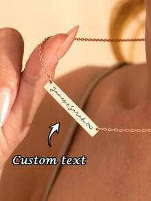 1 pieza Collar de barra minimalista personalizable con nombre o texto, joyería de acero inoxidable, collar de mujer, collar personalizado, collar con nombre personalizado, se puede grabar con nombre o texto, fecha, collar de fecha, regalo de cumpleaños, regalo de Navidad personalizado, regalo de Halloween, regalo de aniversario, adecuado para regalos personalizados para familiares, parientes o mejores amigos - Multicolor 2 - Ver 2