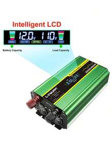 LVYUAN LUYUAN 2000W/4000W (PEAK) Pure Sine Wave Power Inverters, 4000W Peak Power 12V DC To AC 120V Power Converter For RV, Truck, Outdoor, Remote Control Quadruple AC Outlets And USB Ports Inverter With LCD Display - 綠色 - 查看 2