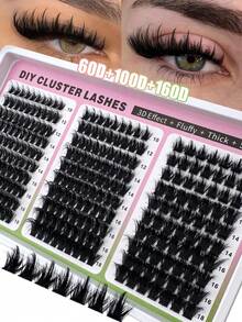 Extensões de Pestanas em Aglomerados 300D+200D+160D/160D+100D+60D, 180pcs/260pcs, Pestanas Individuais Espessas e Espetadas 10-18mm, Mega Wispy, Fofas, Encaracoladas D/DD, Aglomerados Individuais Únicos, Pestanas Fairy Cluster, Pestanas de Vison - D - Ver 12