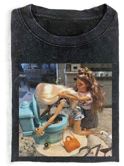 Nouveau produit : T-shirt de fête de poupée, unisexe, mème, gênant, drôle, chemise idiote, vêtements pour femmes, Top, col rond décontracté