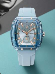 1pc Women's Casual Affordable Silicone Strap Square Wrist Watch, Suitable For Daily Wear - one-size - View 6