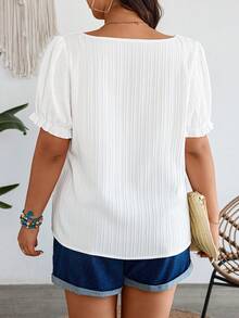 Áo sơ mi nữ cỡ lớn dáng rộng, in họa tiết cổ điển phong cách Bohemian, cổ vuông, chất liệu vải có họa tiết, phù hợp cho mặc hàng ngày và đi nghỉ mát, màu trắng mùa hè. - trắng - Xem 5