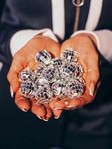 10个镜面玻璃球迪斯科球银色吊坠，迷你迪斯科球70年代复古派对装饰，婚礼装饰，单身派对装饰，镜面反光悬挂装饰 - 銀色 - 查看 6