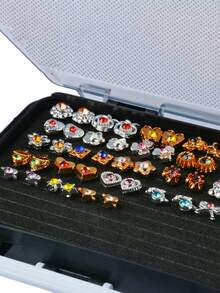 Compact Earring Holder Box, Small Jewelry Storage Case For Earrings, Earrings Display Stand With Foam Slots, Portable Organizer - Black - View 4