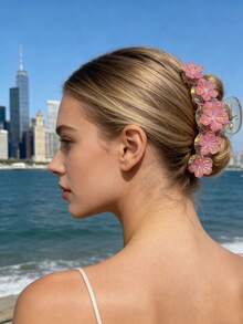 1pc Sakura Casual ABS Plastic Flower Hair Claw Clip, Suitable For Beach Wear And All Seasons - Multicolor - View 6