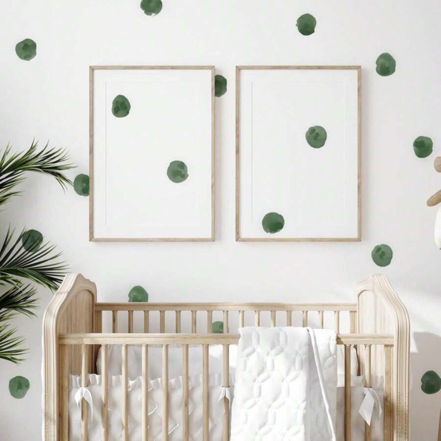 RoyoLam 72pcs 2.2'' Blackish Green Polka Dots Wall Decals Nursery Watercolor Wall Stickers For Kids Removable Peel And Stick Wall Art Decor For Classroom Living Room Bedroom - ColorA - 查看 1