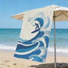 1pc Ultra Soft Summer Surfing Pattern Beach Towel, Suitable For Beach, Pool Party, Vacation - Style1 - View 5